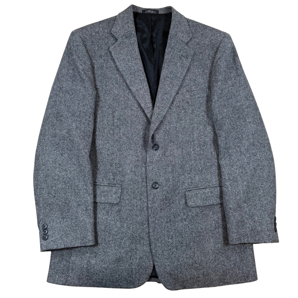 Towncraft Mens 42L Wool Lambswool Herringbone Blazer Sport Coat Grey 4218-4